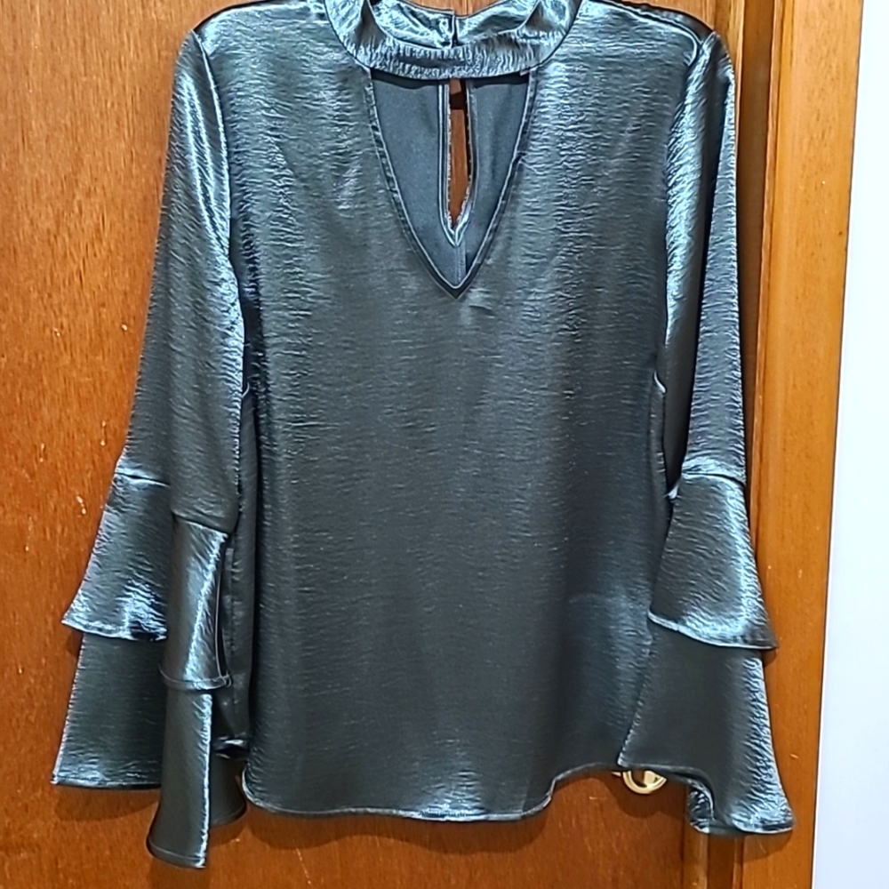 Belle Sky Long Sleeve Top, Green, size L